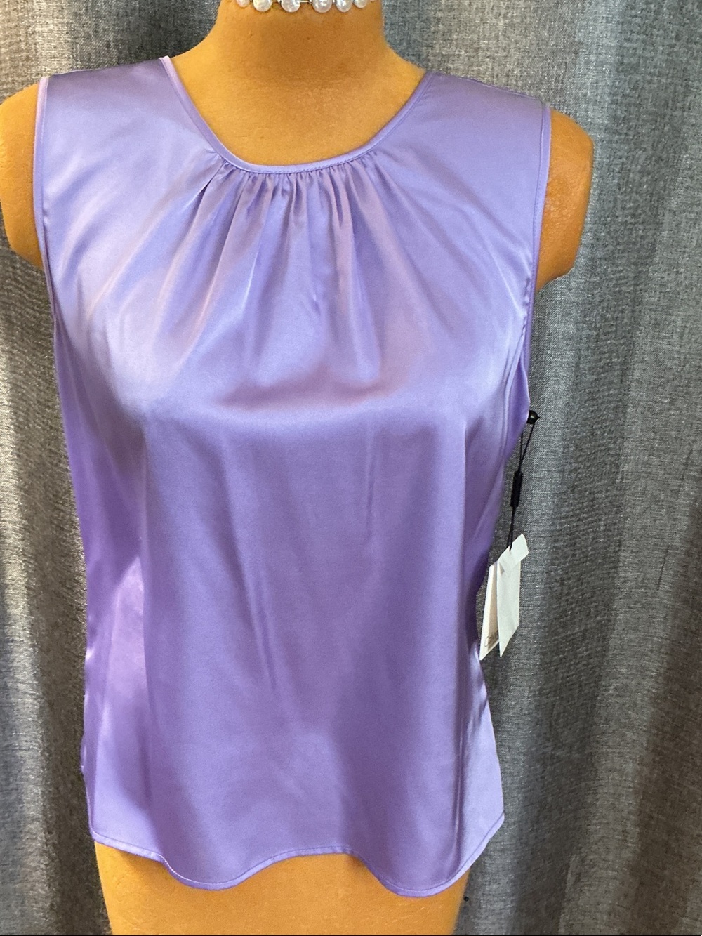 Calvin Klein Lilac Satin Sleeveless Blouse